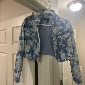 Forever 21 Blue Floral Jean Jacket